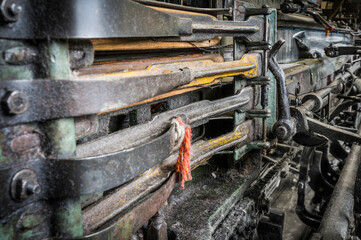 Detail of a historic loom machine.