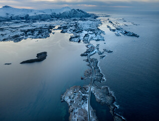 The Atlantic Ocean Road in winter (Nordmore, Norway).