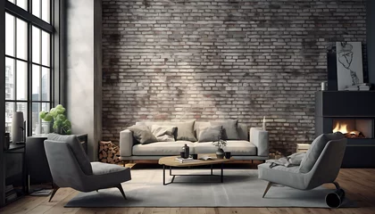 Tapeten Modernes rustikales Wohnzimmer mit einem Sofa  © Stefan Freytag