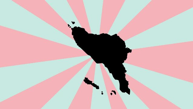 Animated map of Aceh in Indonesia with a rotating background