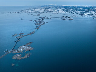 The Atlantic Ocean Road in winter (Nordmore, Norway).