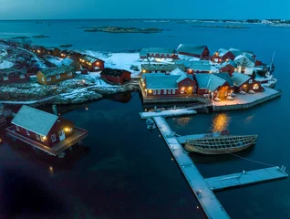 Papier Peint photo Atlantic Ocean Road Haholmen - the fishing village on island near the Atlantic Ocean Road (Norway).
