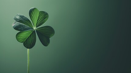 Four Leaf Clover on Green Background - Symbol of Luck