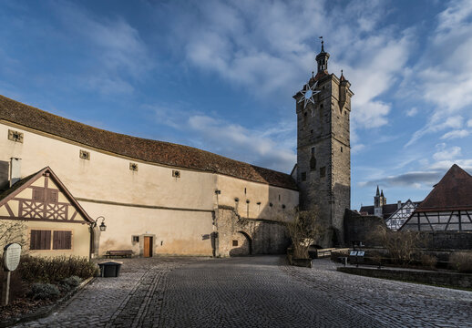 Scenic view of the medieval city of Rothenburg.