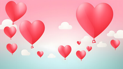 card Valentine's day balloon heart love Invitation on vector abstract background