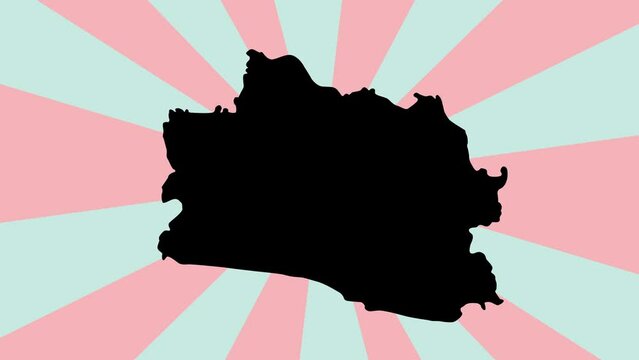 Animated map of West Java province in Indonesia with a rotating background
