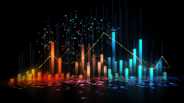 Business and office statistics, numbers and reports. Sales, profit, cost, capital etc. Data analysis, data science concept, Graph