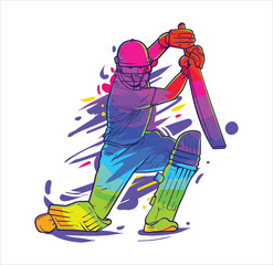 cricket player abstract colorful illustration