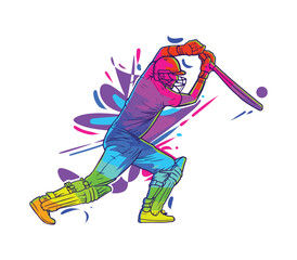 cricket player abstract multicolored illustration