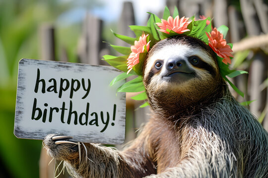 Adorable Sloth Dressed for a Fun Birthday Party - Anniversary Bash