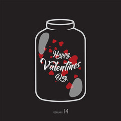 Happy Valentines Day Unique Jar Of Hearts Vector Design Illustrations 
