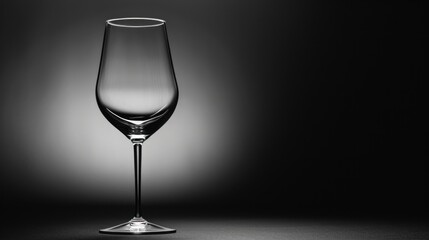  a black and white photo of a wine glass in a dark room with a light coming from the top of the glass and the bottom half of the glass visible wine glass.