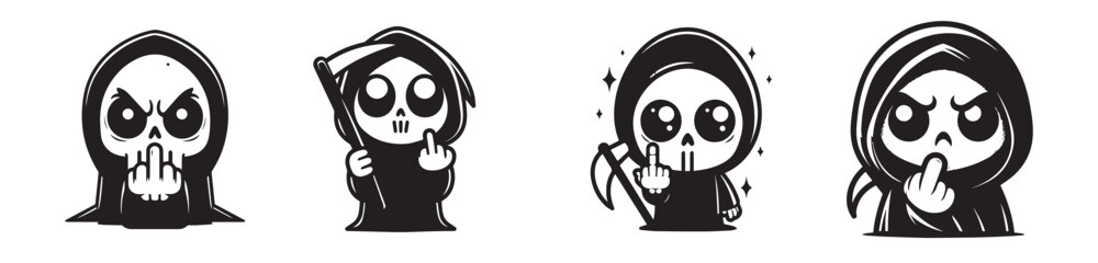 Set of baby cute grim reaper vector