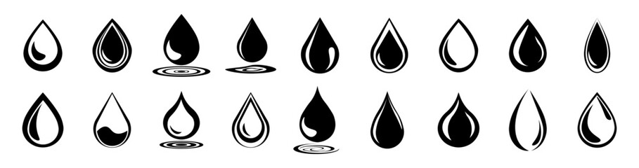 Water drops icon collection.icons of droplet shapes set. Water symbols.Vector