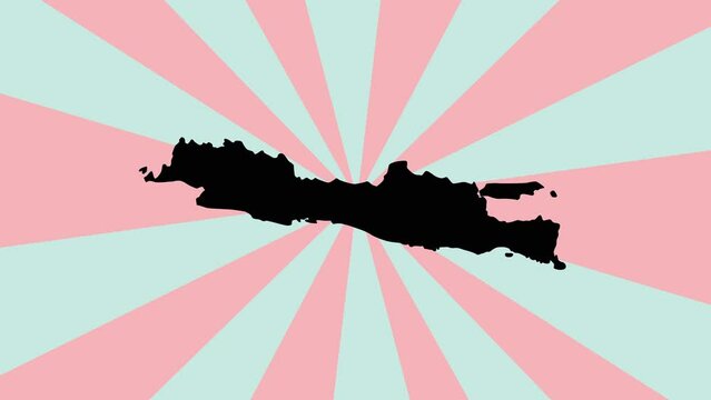 Animated map of the island of Java in Indonesia with a rotating background