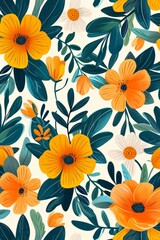 Fototapeta na wymiar Vibrant Floral Pattern Design