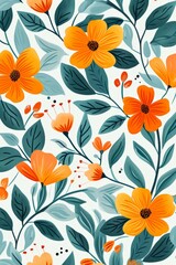 Orange & Green Flower on White