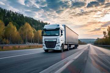 Fototapeta na wymiar truck on the highway and cargo logistic