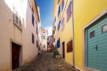 Street scene in Motovun, Croatia.