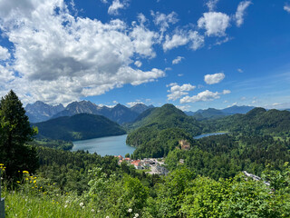 Fototapeta na wymiar Germany, Fussen- 2022, May: lake in the mountains