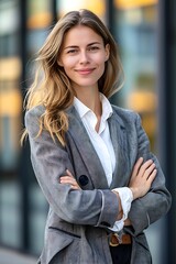 Fototapeta premium portrait of a businesswoman, standing and smiling