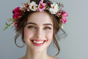 Naklejka premium Woman Wearing Flower Crown