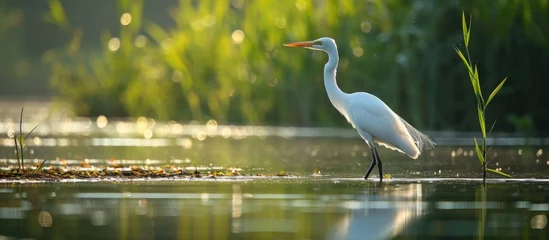 Foto op Plexiglas Bird on Danube Delta water, showcasing biodiversity of ecosystem conservation. © 2rogan