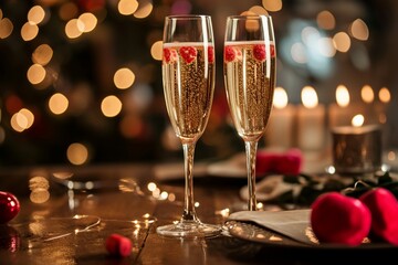 Valentines day background with champagne
