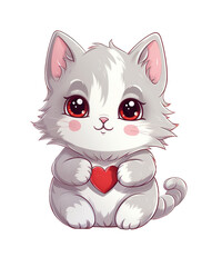 illustration of cute romantic cat cartoon ai generated