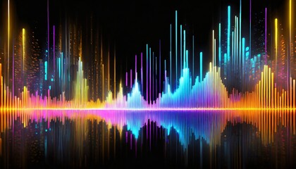 abstract background with equalizer effect neon lights sound wave ai generative - obrazy, fototapety, plakaty
