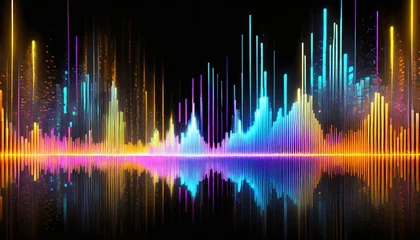 Deurstickers abstract background with equalizer effect neon lights sound wave ai generative © Heaven