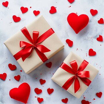 Valentines day background with gift box and red hearts. Top view. Flat lay style. Valentines day background with gift box and red hearts. Top view. Flat lay style. --v 6.0 - Image #4 @ahtesham ashraf