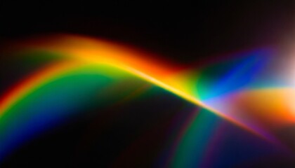 abstract colorful rainbow light leak prism flare photography overlay on black background