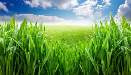 Obraz premium fresh green grass against a background