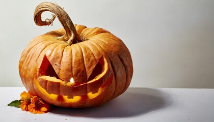 halloween pumpkin on white