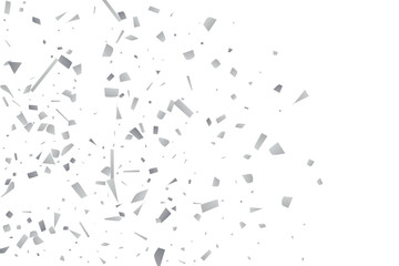 Silver glitter confetti on a white background. Decorative element.