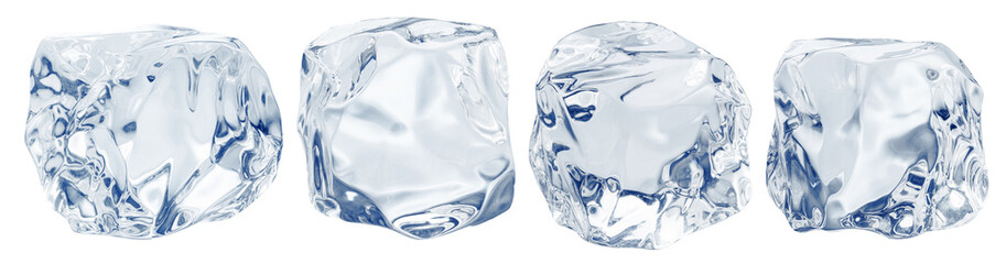 Set of ice cubes on white background. File contains clipping paths.