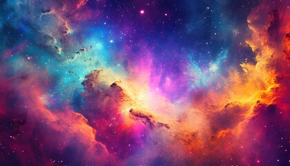 colorful space galaxy cloud nebula stary night cosmos universe science astronomy supernova background wallpaper  al - obrazy, fototapety, plakaty