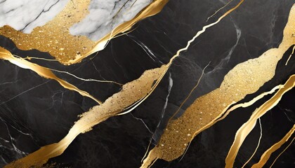 abstract marble black and gold background invitation backdrop ai generated