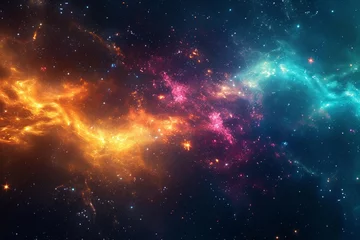 Fototapeten Colorful Space with Stardust: Shining Stars in Realistic Cosmos, Nebula, and Galaxy AI Generated © Alex