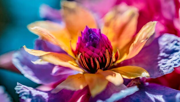 macro close up photography of vibrant color flower as a creative abstract background generative ai © Lucia