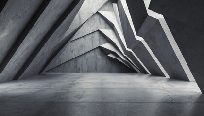 abstract dark concrete 3d interior with polygonal pattern on the - obrazy, fototapety, plakaty