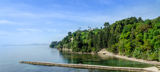 Beach in park around Mon Repos villa in Corfu town