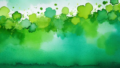 green background texture watercolor stains and blotches on border blue green paper in st patrick s day color - obrazy, fototapety, plakaty