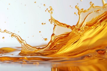 Splashing Oil with Cosmetic Liquid on White Background AI Generated