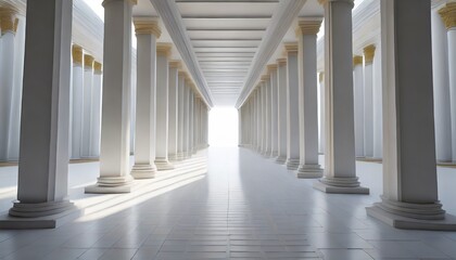 3d rendering white corridor pillars background render ai generated image