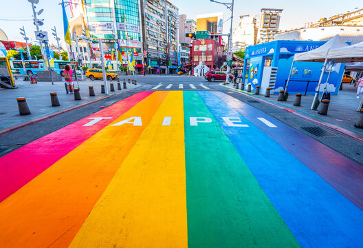 Rainbow Road crossing in front of Ximen station exit 6 near Ximending.