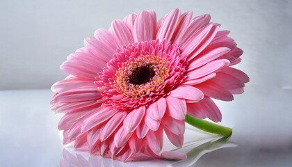 pink gerbera flower on white background