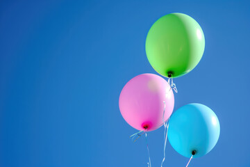 Brightly colored balloons floating against a blue sky with fluffy clouds, representing hope and support on Rare Disease Day..