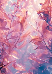 Pastel colored Seaweed dancing in the sea, close up of seaweed backgrounds, copy space. - obrazy, fototapety, plakaty